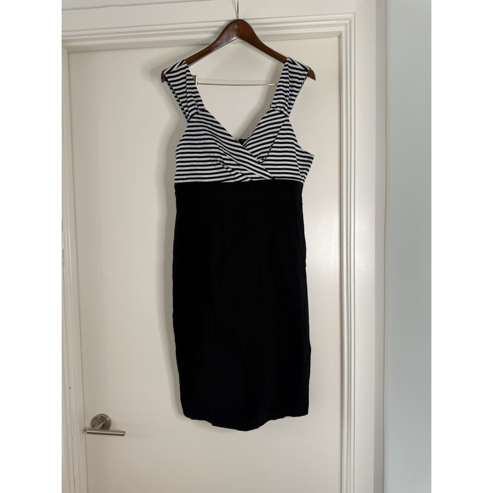 XL HOT TOPIC Striped Bodice Rockabilly Black White Fitted Mini Retro Pinup Dress